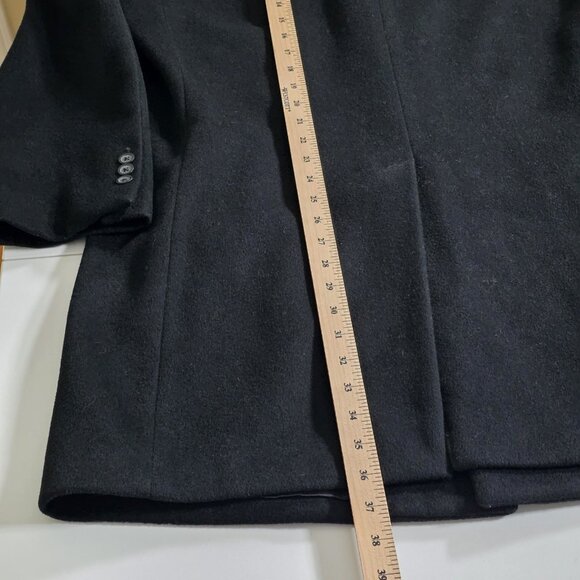 Lauren Ralph Lauren Overcoat Men 42R Black Wool Cashmere Blend Lined Preppy FLAW - Picture 8 of 16